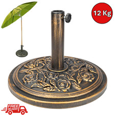 Cast Iron Effect Round Umbrella Parasol Base Stand Patio Outdoor Garden 12 Kg