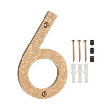 6 Inch Number 6 ABS Plastic Floating House Number with Nail Kit, Gold Tone