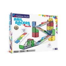 MAGNA-TILES Rail Racers Deluxe 90-Piece Magnetic Construction Set, ... Fast Ship