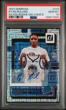 2022 PANINI DONRUSS RATED ROOKIE SIGNATURE-CHOICE #244 RYAN ROLLINS PSA 10