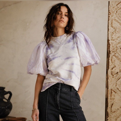 Ulla Johnson Sweatshirt Womens P XS Elliott Tie Dye Puff Sleeve