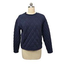 Athleta Quilted Crewneck Sweatshirt Navy Blue XS Long Sleeve Casual Athleisure