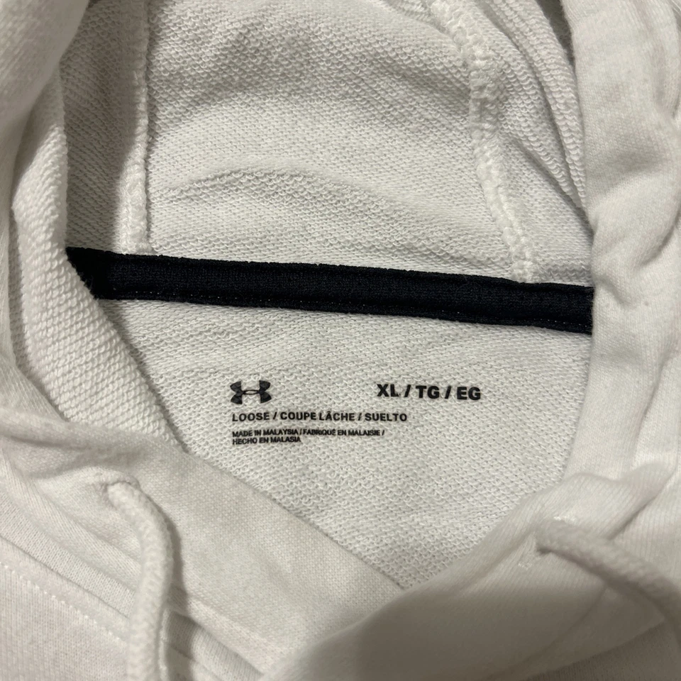 Under Armour Hoodie Mens XL White Black Loose ColdGear Sweatshirt Pullover Logo - Image 2 of 4