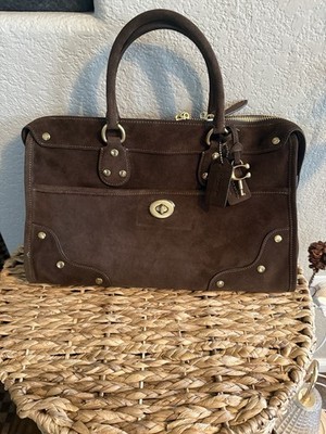 NWT Coach Rhyder 38 Satchel Bag CFN68 Suede/Brass/Chocolate suede