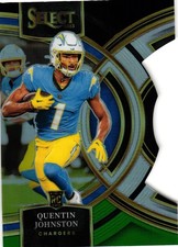 2023 Panini Select #196 Quentin Johnston Black and Green Prizms Die Cuts