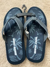 Men's Wave Zone Palm Flip-Flop Sandals Dark Blue Size 10/11 Large NWT