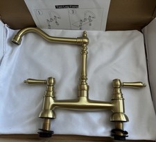 Antique Brass Kitchen Mixer Tap - Two Hole And Two Handles - Brand New - RRP£120