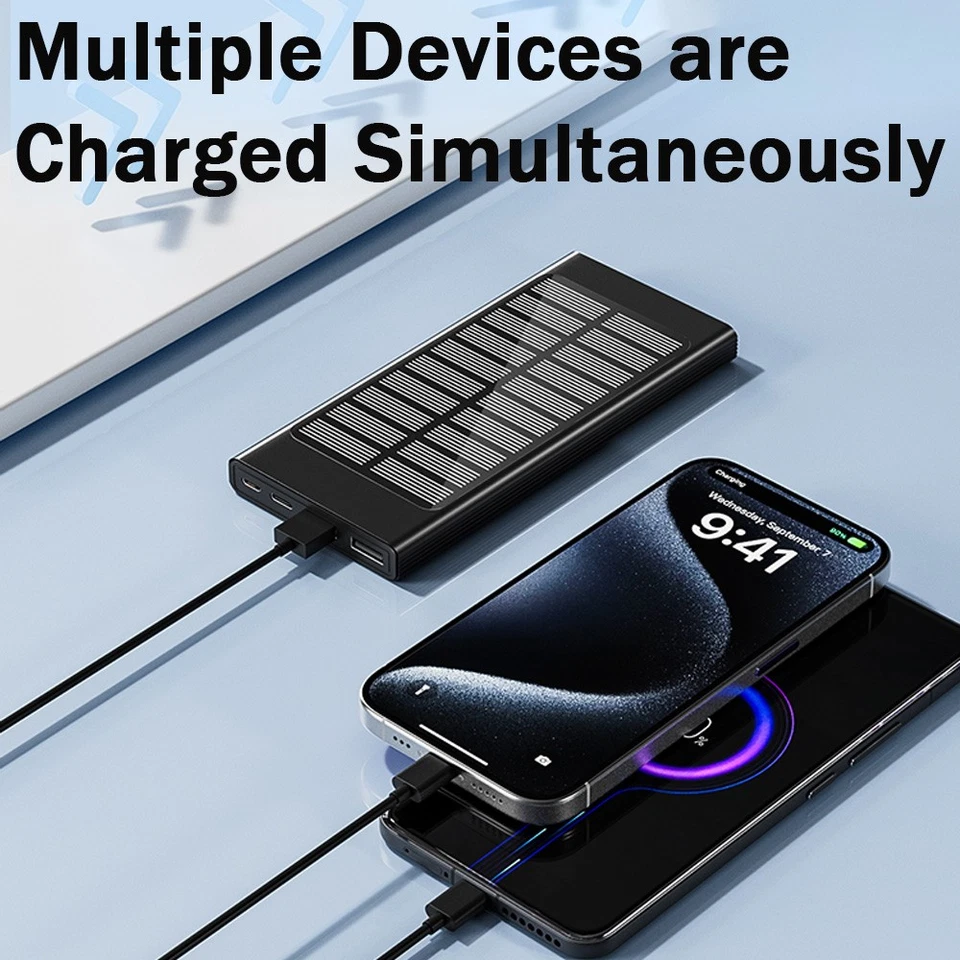 Banco de energía solar cargador portátil de 4 salidas Super 90000000 mAh 2025 para teléfono celular Foto 3 de 4