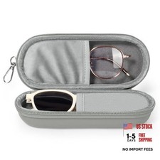 Double Eyeglasses Case, Dual Glasses Sunglasses Organizer with Zipper Grey
