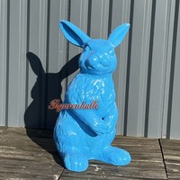 Hase Osterhase Groß Figur Statue Skulptur Garten Ostern AußEndekoration Blauer