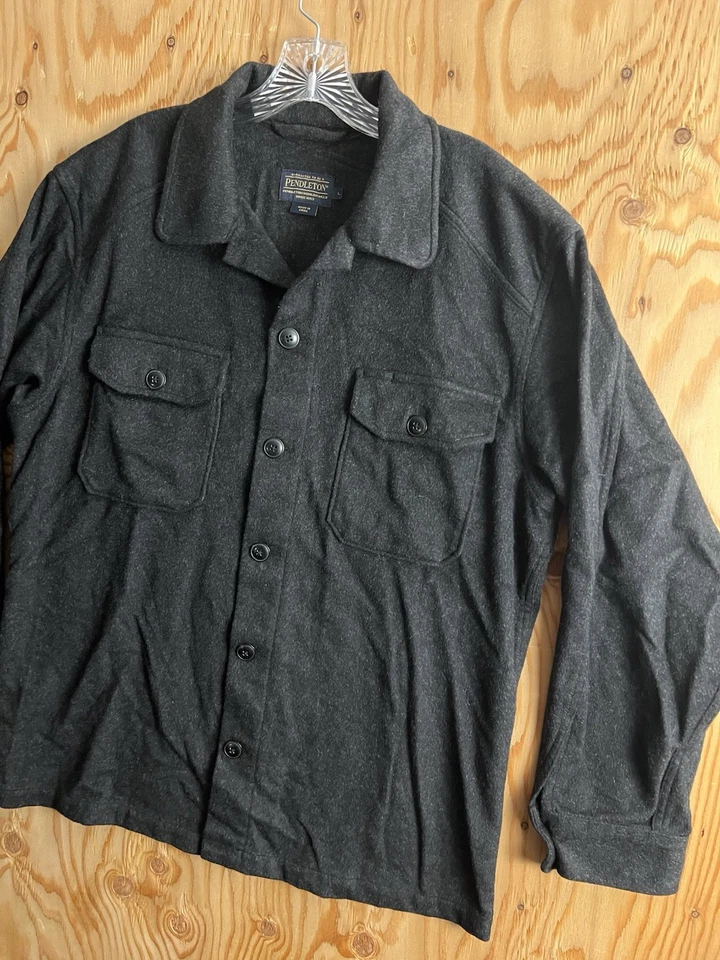 Camisa Pendleton Lana Cachemira Abotonada Para Hombres L Negra Camisa de Tablero Bolsillos Foto 2 de 4