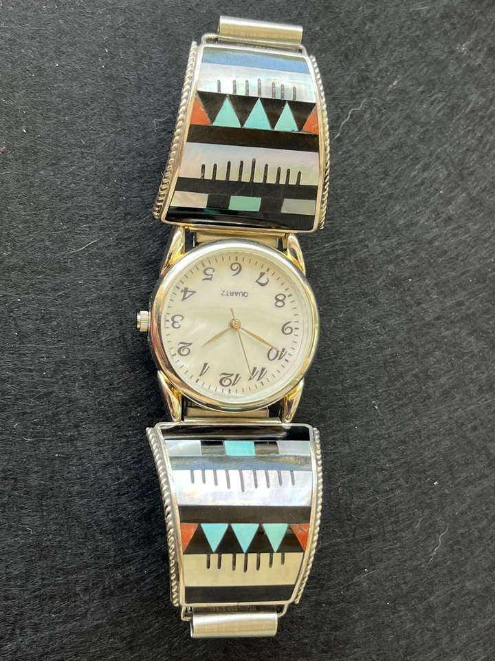 Мужские часы с инкрустацией из нескольких камней от художников Zuni Leander & Lisa Othole - Изображение 4 из 4