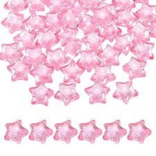 50pcs Acrylic Star Beads, 18mm Star-Shaped Pony Loose Spacer Beads, Pink