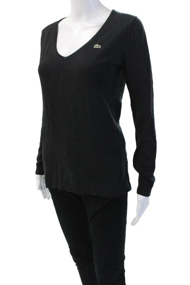 Suéter suéter negro de manga larga para mujer Lacoste talla 38 Foto 2 de 4