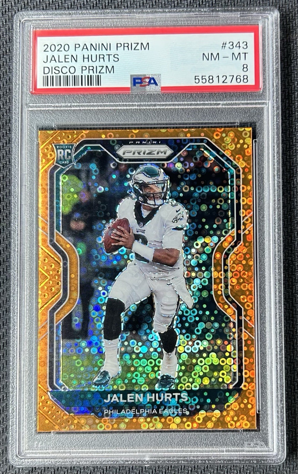2020 Panini Prizm Rookie Jalen Hurts #343 Lazer Prizm (RC) PSA 8