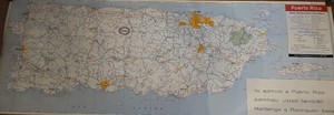Large Vintage 1969 Puerto Rico Wall Road Map ESSO 74x27 Inches