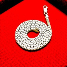 22" Italian Solid Sterling Silver Box Link Chain Necklace  Thick 3MM 925 Silver