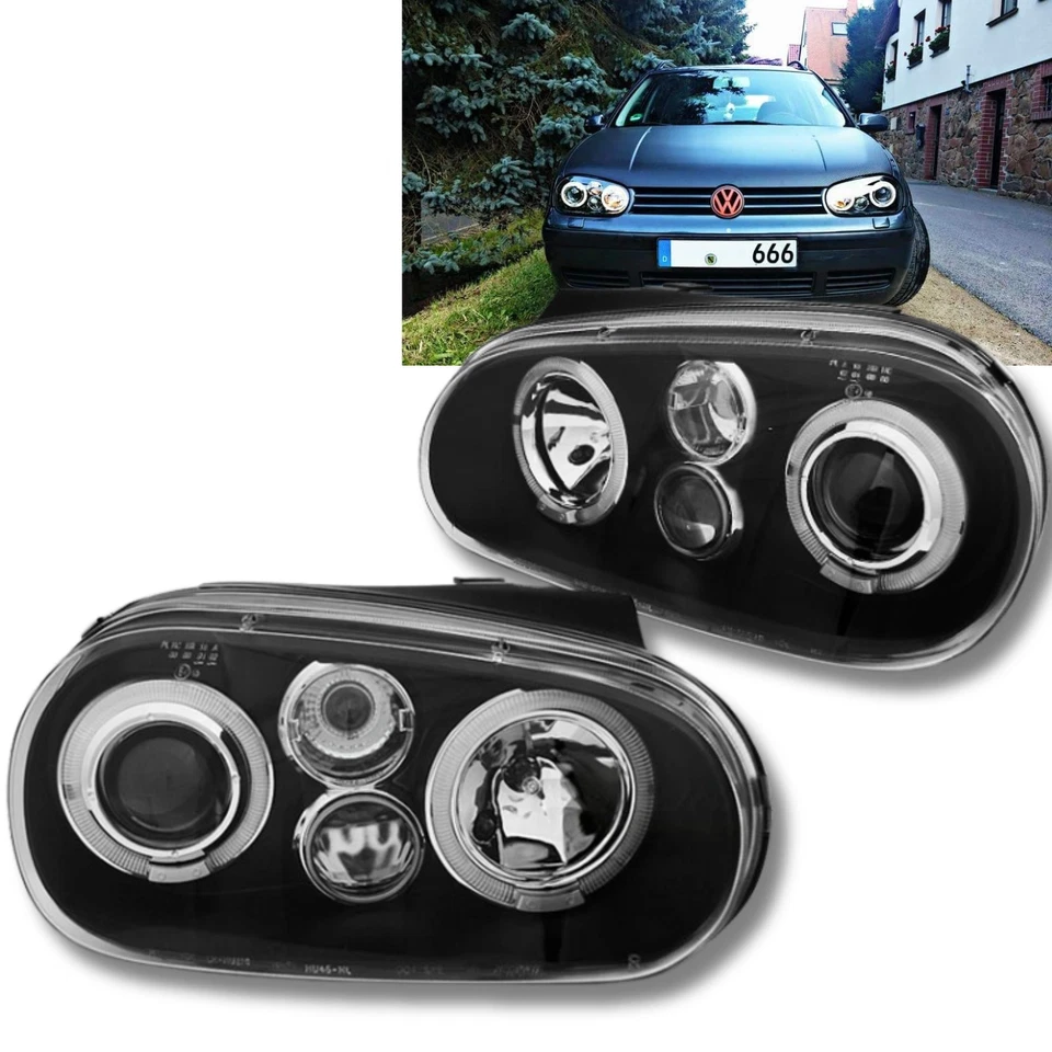 LED Angel Eyes Scheinwerfer für VW Golf IV 4 schwarz inkl NSW 09.1997-09.2003 - Bild 2 von 4