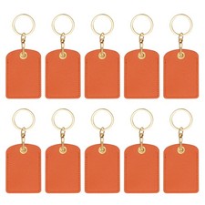 10pcs Leather Keychain,70mm Sublimation Keychain Blanks,Rectangular,Orange