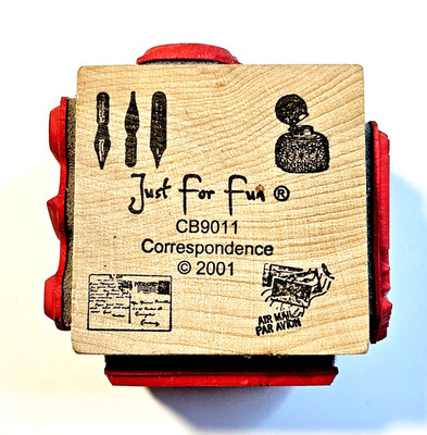 CORRESPONDENCE CUBE Just For Fun Rubber Stamps CB9011 Ink Well Nibs Postmark 