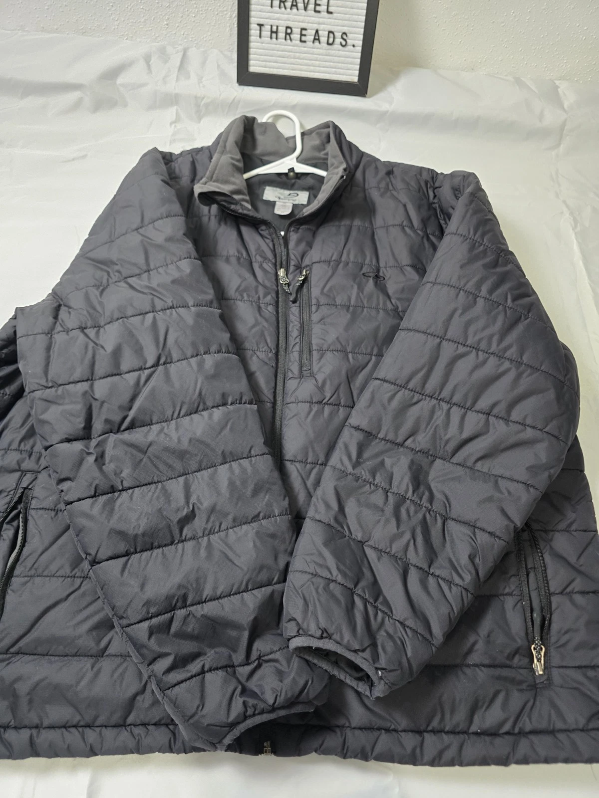 Champion Black Quilted Nylon Zipper Front Jacket - Men's 2XL