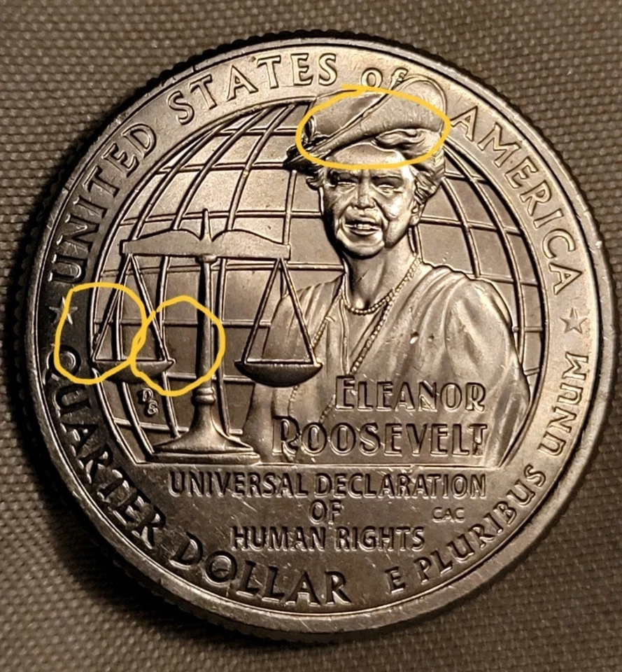 2023 P Eleanor Roosevelt Quarter RARE Reverse Die Crack Die Chips Error - Image 3 of 4