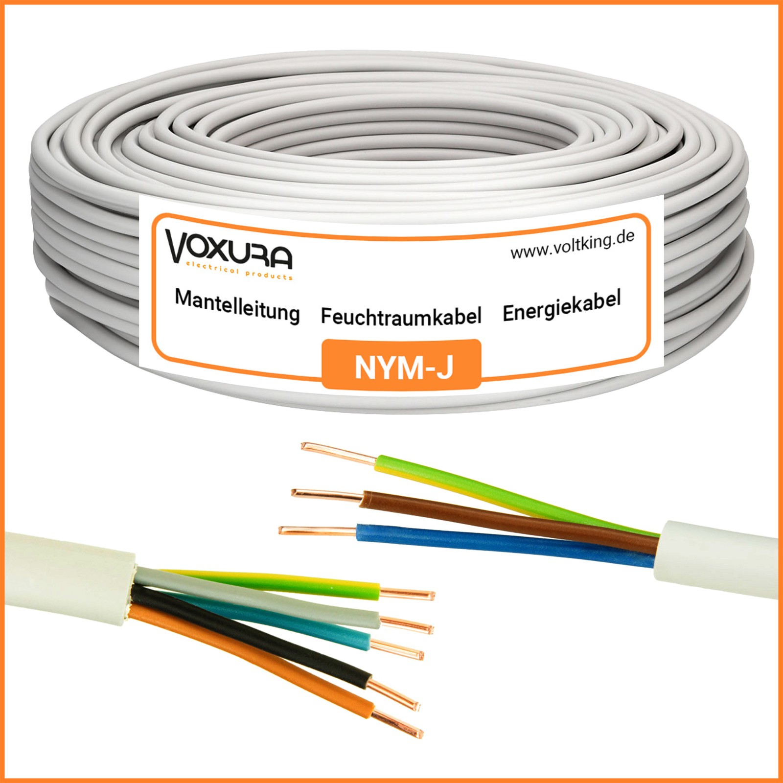 NYM-J cable de alimentación 3x1,5 3x2,5 5x1,5 5x2,5 5x4 5x6 cable de cubierta cable de cámara húmeda