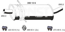 Mittelschalldämpfer ERNST 350136 für MERCEDES KLASSE Sports Tourer W245 200 CDI