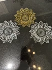 Vintage Federal Glass Petal Pattern Plates Set of 3 Clear Amber Sunflower 6.5"