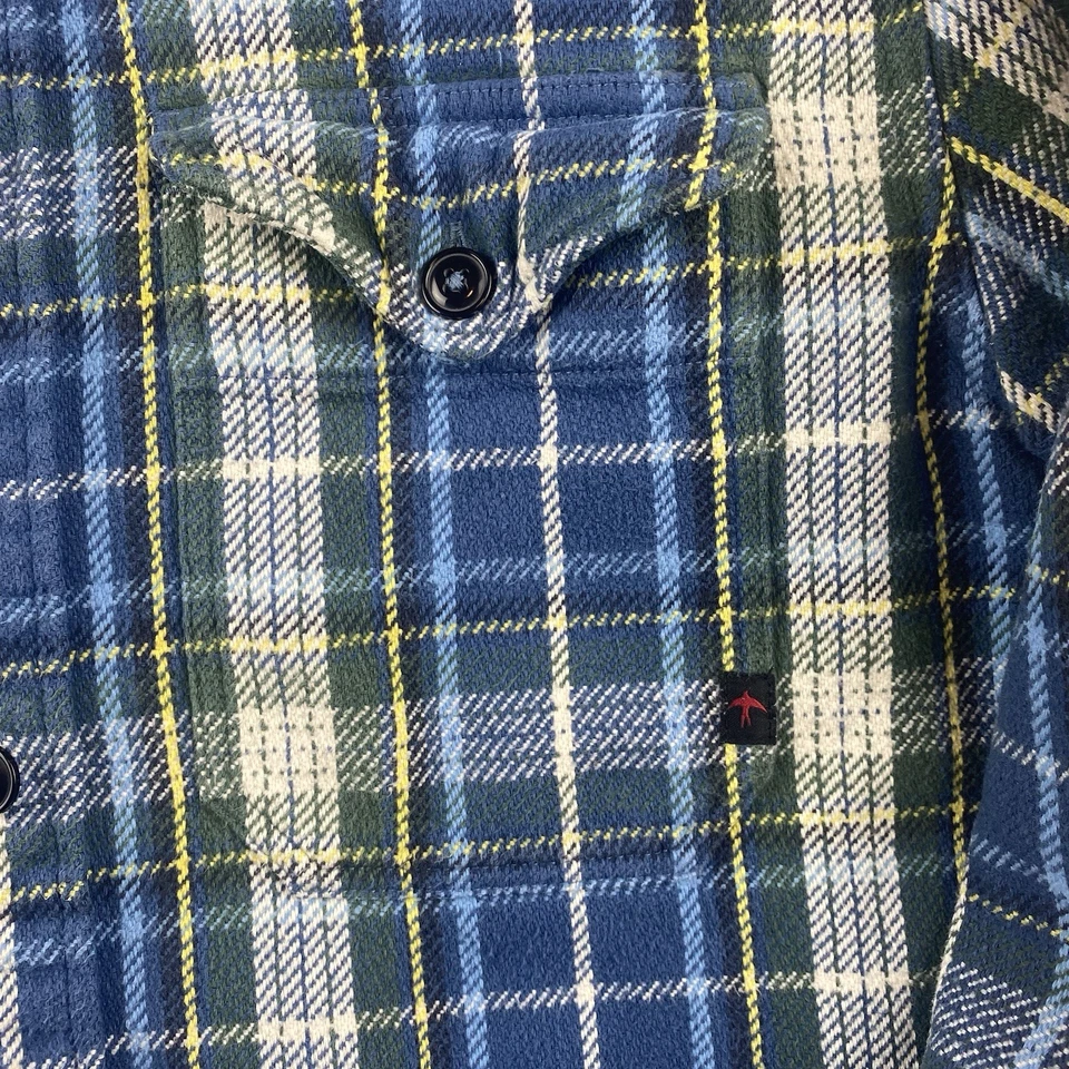 Camisa Relwen Para Hombre Mediana Azul Verde Cuadros Tartán Franela Cepillada Manta Algodón Foto 3 de 4