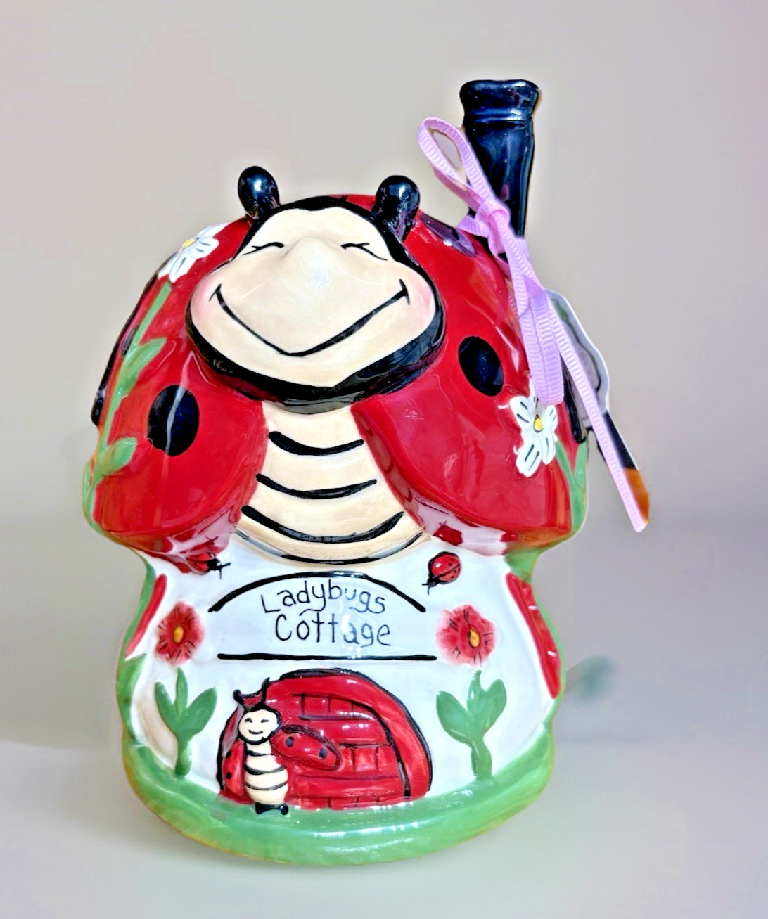 Blue Sky Clayworks LADYBUG COTTAGE Tea Light Candle House NEW Auth Retailer