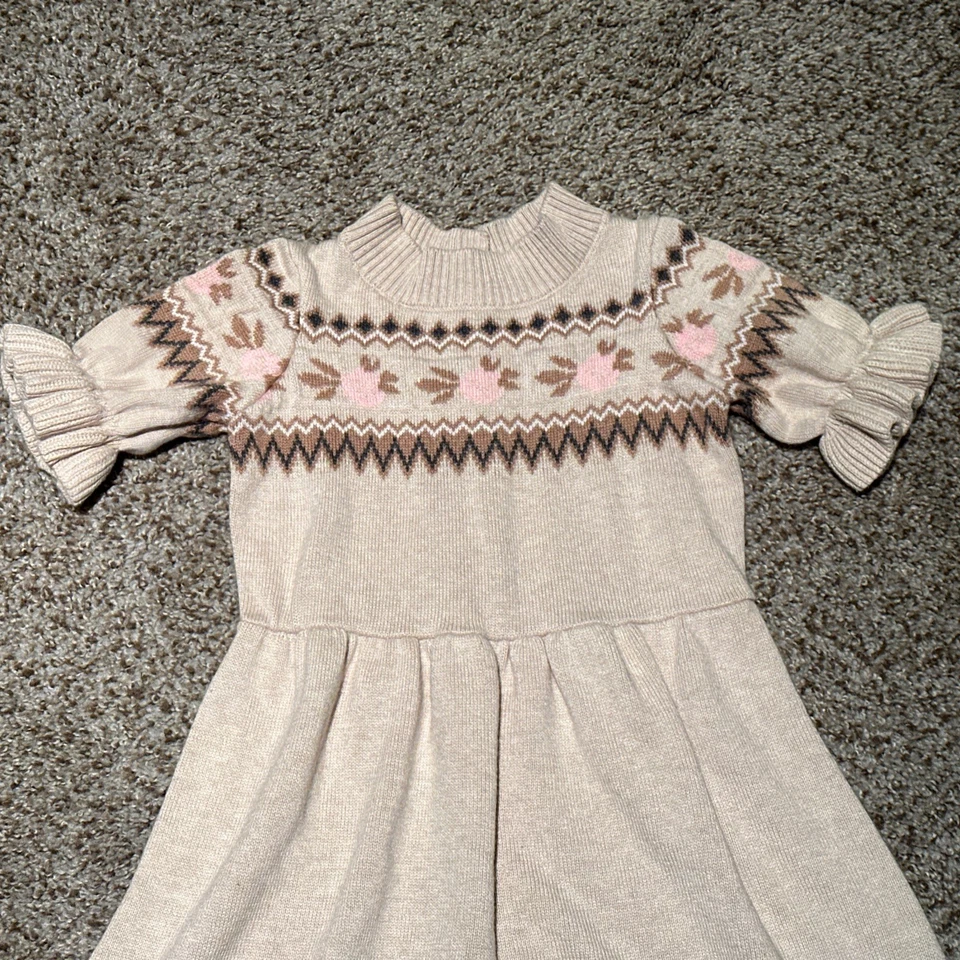 Vestido Suéter Janie and Jack Fair Isle Flores Talla 4 4t Foto 2 de 4