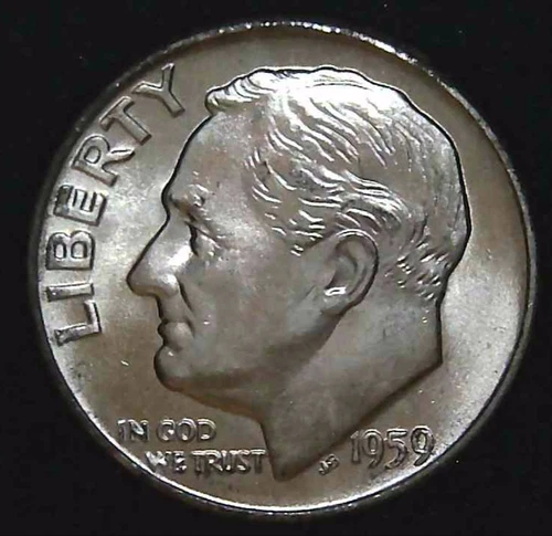 1959-D 10C Roosevelt Dime BU 90% Silver 26owt0228-2