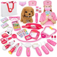 33Pcs Pet Doctor Kit for Toddlers - Dress Up Costume  Pretend Doctor Play Se...