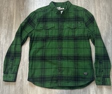 SUPERDY THE ROOKIE MEN'S GREEN & BLACK HEAVY COTTON LUMBERJACK CHECK SHIRT VGC  