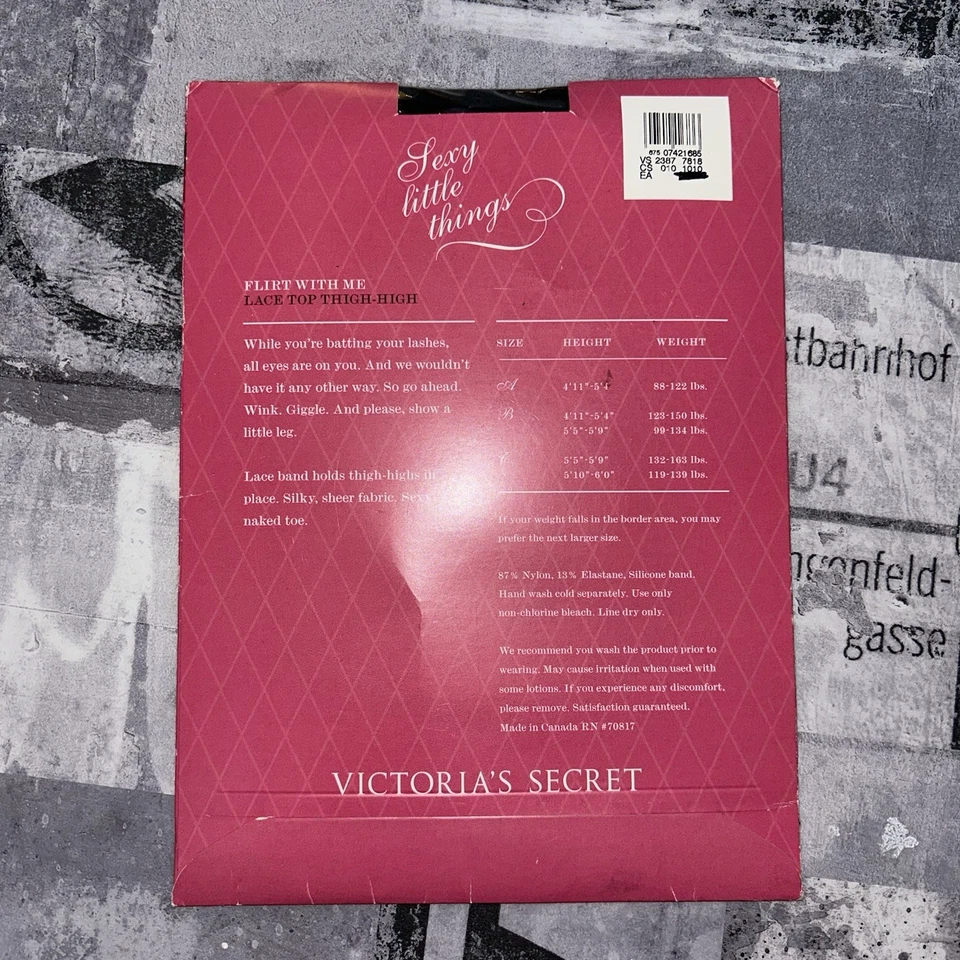 Victoria's Secret Flirt With Me Black Lace Top Thigh-Highs Size A New - Image 2 of 4
