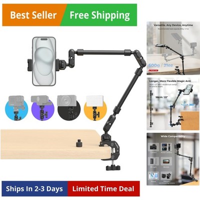 22'' Magic Arm Clamp, Overhead Phone Mount Holder Stand, Flexible Desk Camera ...