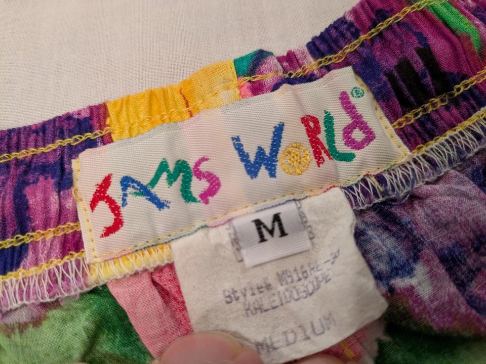 Pantalones Cortos De Colección Jams World Para Hombres M Multicolor Caleidoscopio Rayón Cintura Elástica EE. UU. USADOS EN EXCELENTE ESTADO Foto 4 de 4