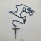 Nice Vintage Blue Irradescent Glass Beaded Christian Catholic Rosary — photo 1