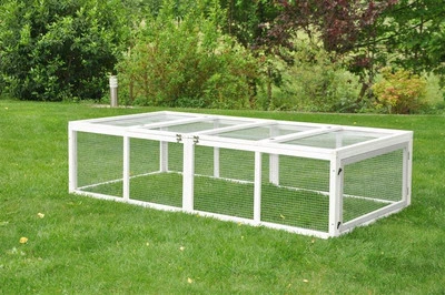 NANOOK Freilauf Freigehege Käfig Freilauf für Hasenstall Kaninchenstall 180x90 cm weiß