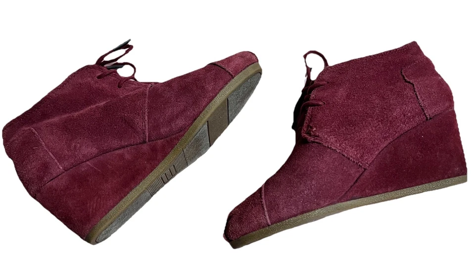 Botines Toms Desert para mujer botines de cuero tacón bajo cuña con cordones 7,5 Foto 2 de 4