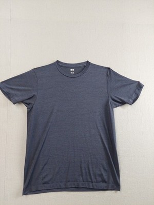 Uniqlo Men Athletic Shirt L Gray Golf Performance Short Sleeve Blitz Tech Tee