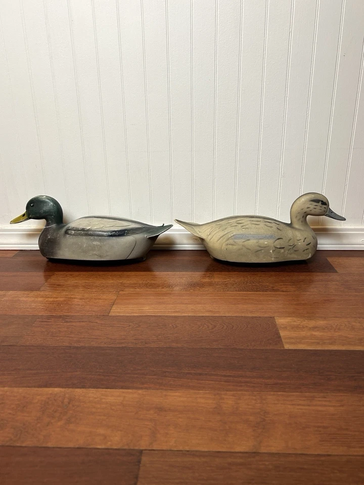 1954 Fairfax 14" Featherlite STM 55 Duck Decoy Set Of 2 Mallard - Hen and Drake - Image 4 of 4