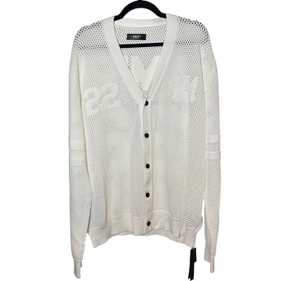 NEW Amiri Men's White 22 Open Stitch Cardigan Sweater Size XXL Varsity Academia
