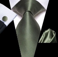 Green Colorful Check Men's Tie Handkerchief Cufflinks Set Necktie for Men Male