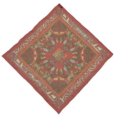 HERMES Carre - Red Orange Multi Scarf