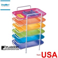 PLASDENT Flat Tray, Size F Mini - NEON BLUE, Plastic, 9-5/8in x 6-5/8in 423696