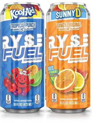 RYSE Energy Drink 12-Pack   Tropical Punch, SunnyD   16 oz Cans 2 Flavor Variety
