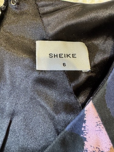 Sheike Dress Size AU 6/ US 2 Brush Stroke Print Mini Puff Sleeve Cotton Lined - Foto 8 di 14