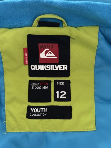 Quiksilver Jacket Youth 12 Green Blue Zip Hood Snow Ski QuikTech 5.000MM - Picture 3 of 8